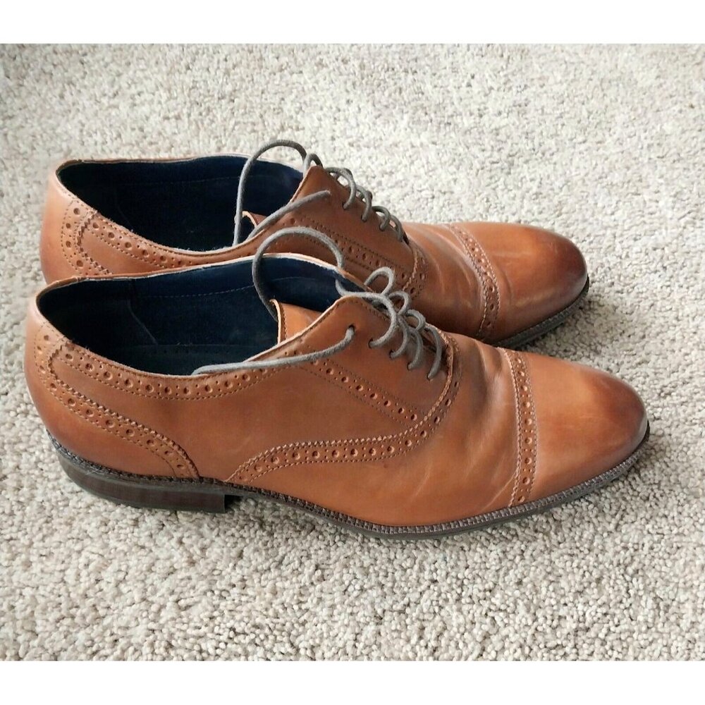 Cole Haan Men's Brown Leather Wayne Cap Toe Oxford Shoes 11.5